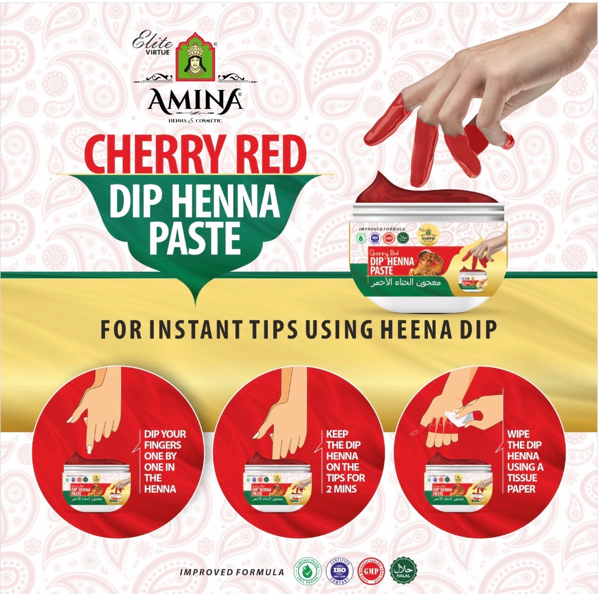 Amina Dip Henna Paste – Long-Lasting Color | Halal & GMP Certified